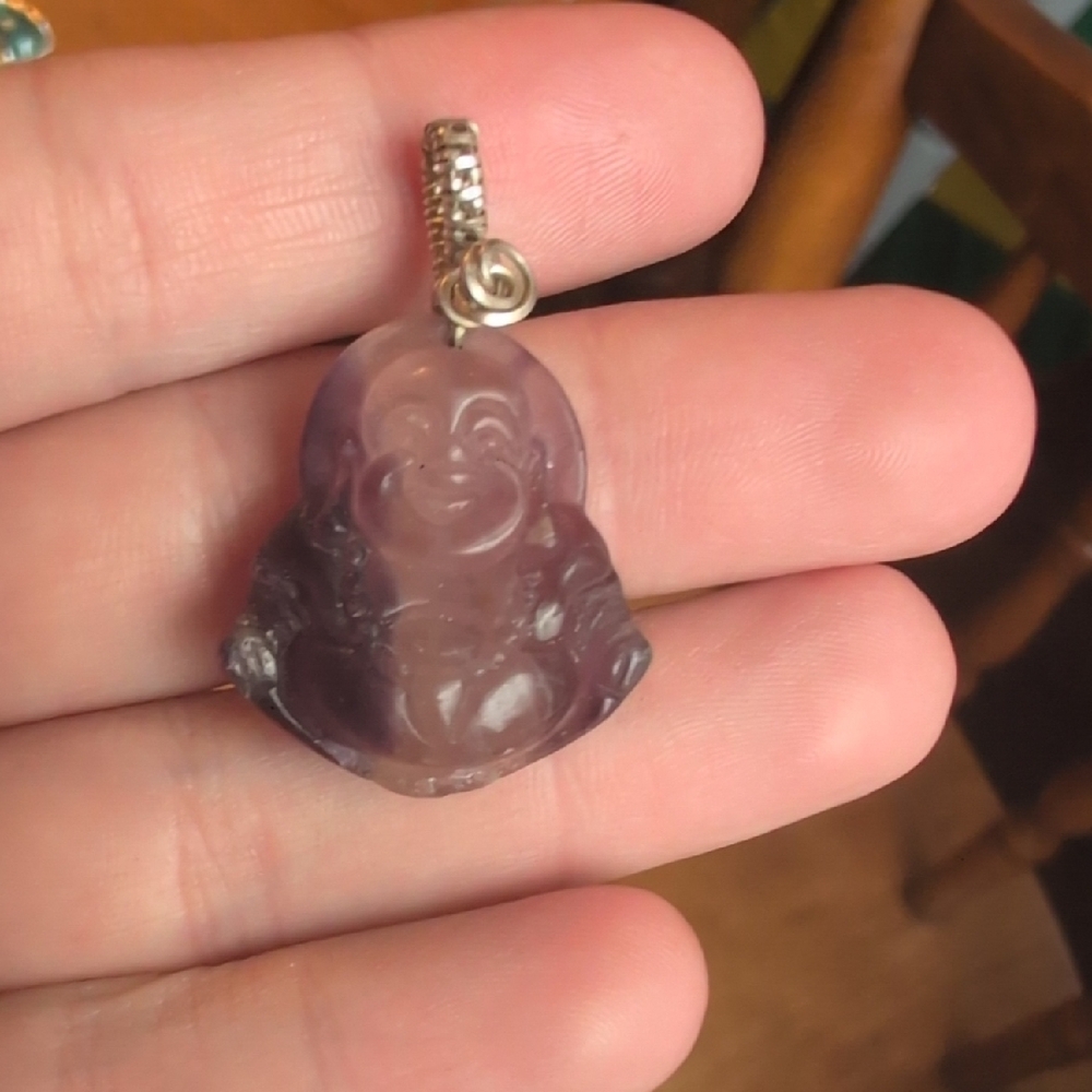 Fluorite Buddha Pendant Necklace